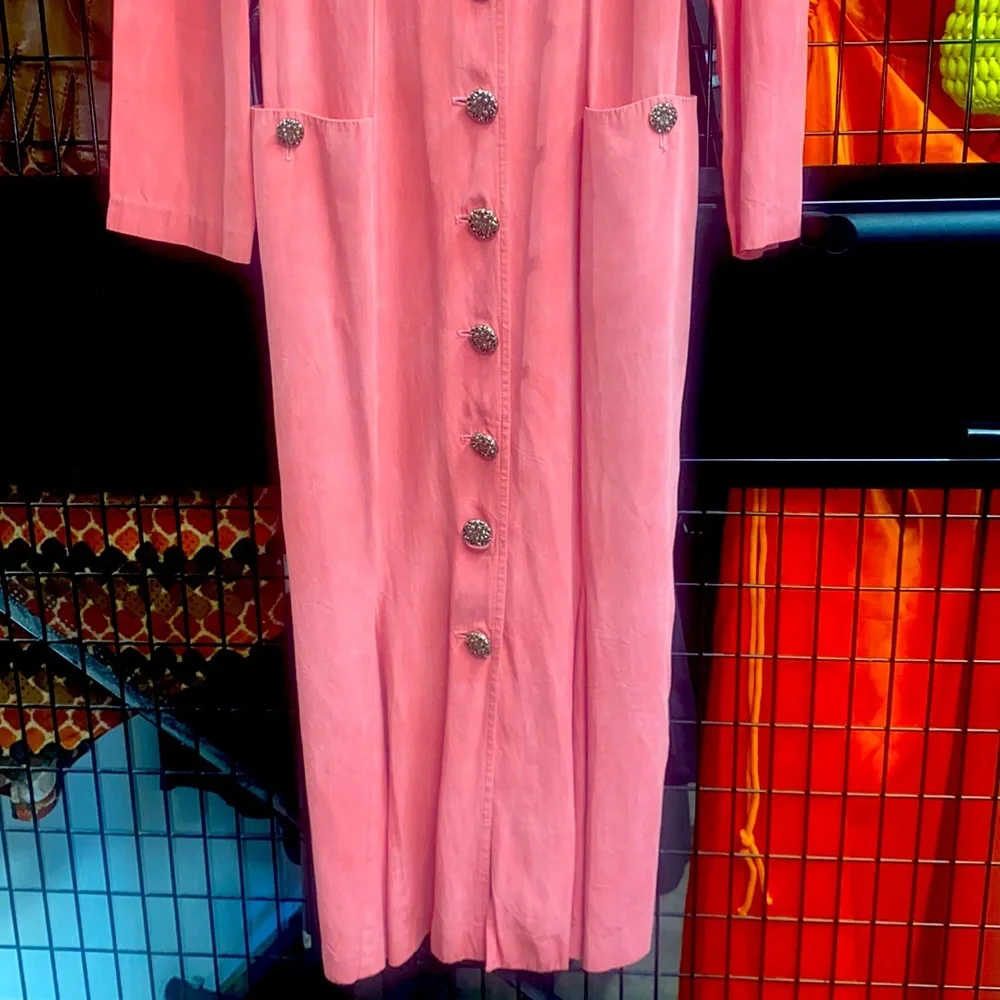 Vintage Scarlett Rose Colored Button Front Shirt Dress - Picture 4 of 7